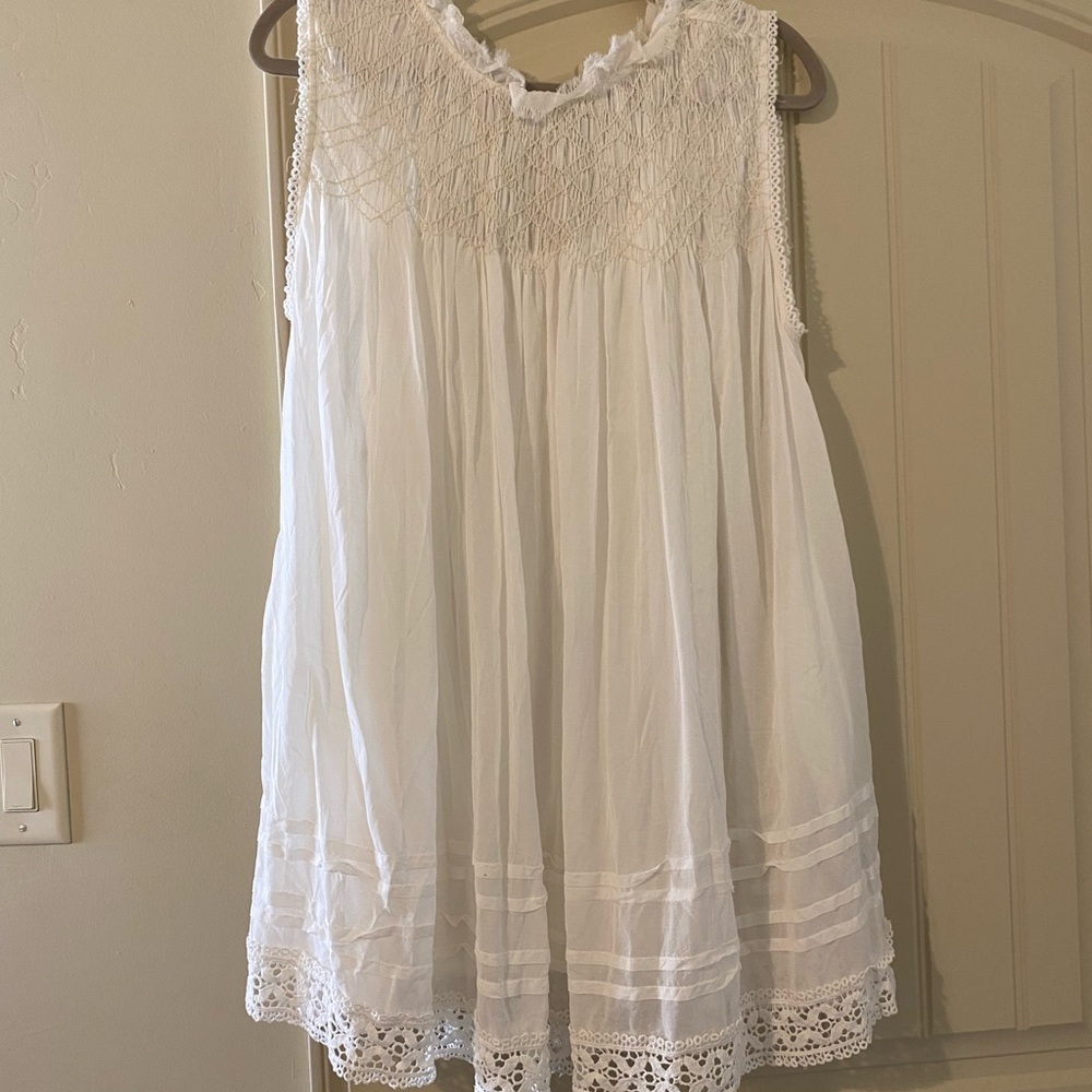 Free People White Crochet Yoke Mini Dress - Picture 2 of 2
